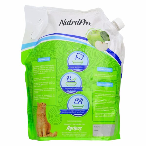 Arena Para Gatos Sanitaria Con Aroma A Manzana NUTRAPRO 4 Kg - Imagen 2
