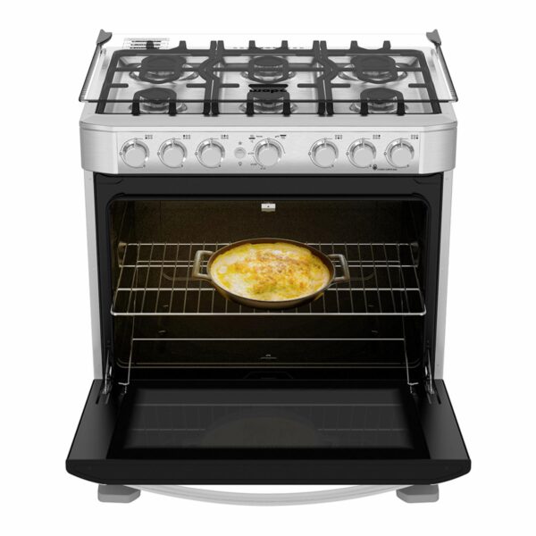 Cocina A Gas 76 Cm Parrillas Hierro Fundido EM7630FX0 MABE 6 Quemadores - Imagen 2