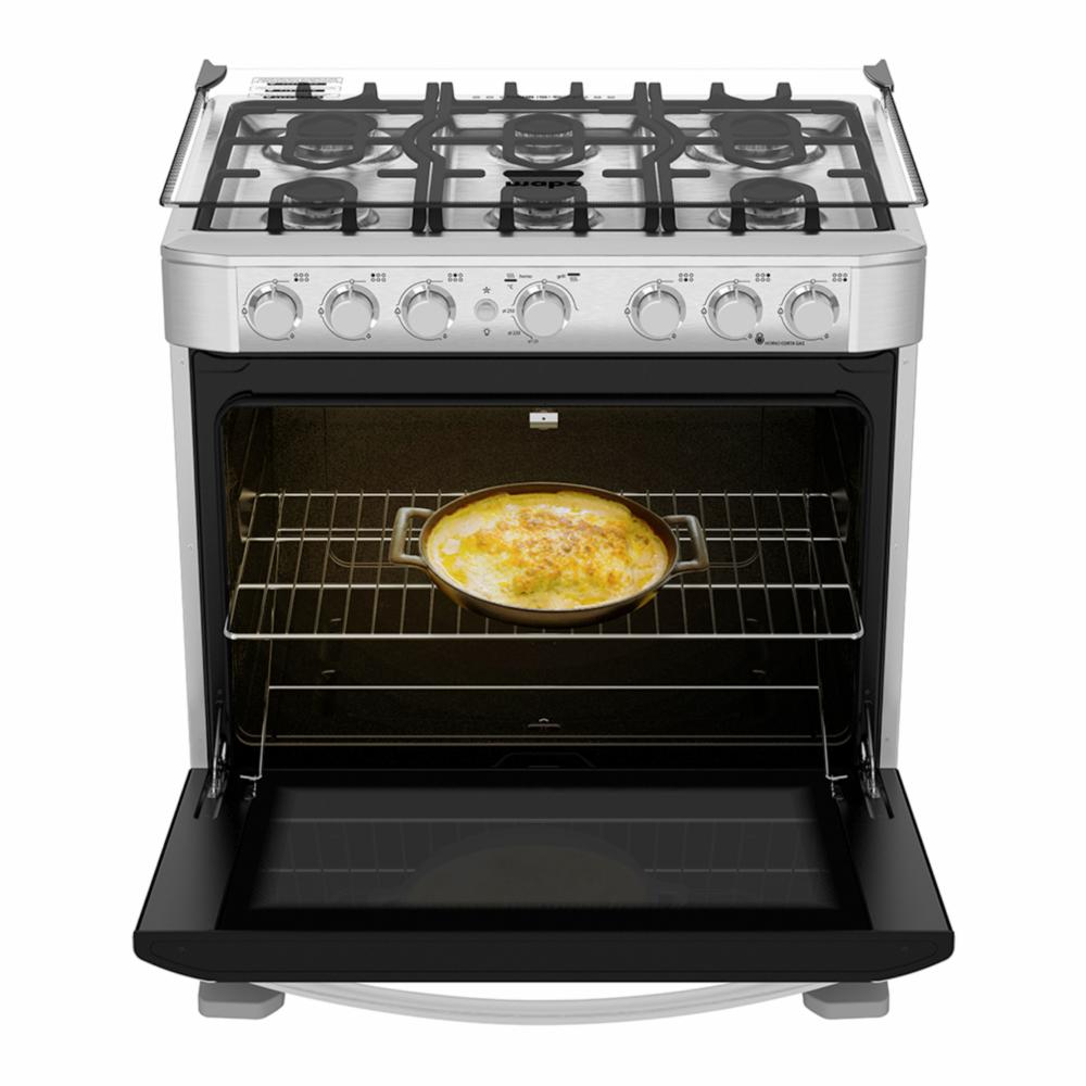 Cocina A Gas 76 Cm Parrillas Hierro Fundido EM7630FX0 MABE 6 Quemadores - Imagen 2