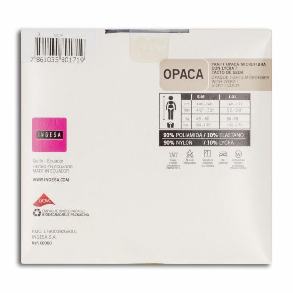 Panty Media Lycra Opaca Tights Negra INGESA - Imagen 2