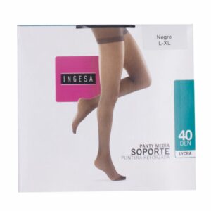 Panty Media Lycra Soporte Negras 40 Den INGESA