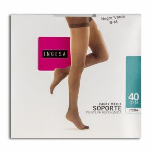 Panty Media Lycra Soporte Negro Verde 40 Den