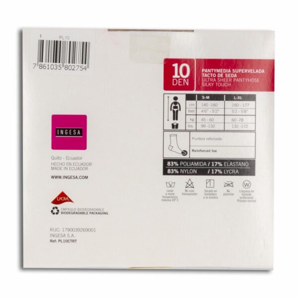 Panty Media Lycra Supervelada Grafito 10 Den INGESA - Imagen 2