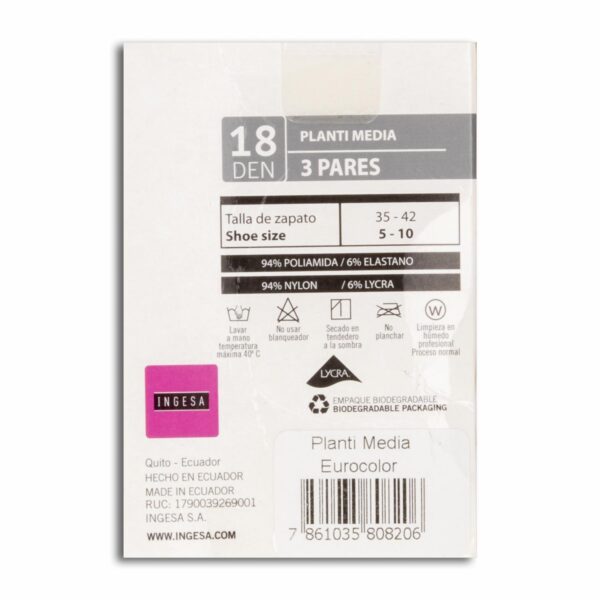 Planti Media Nylon Eurocolor 18 Den - Imagen 2