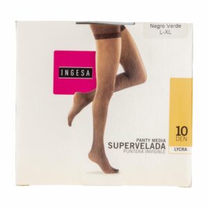 Panty Media Lycra Puntera Invisible Negro Verde 20 Den INGESA