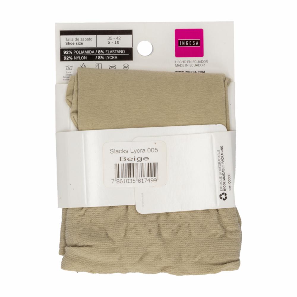 Media Para Pantalón Lycra Slacks Beige 005 INGESA - Imagen 2