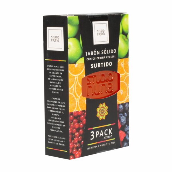 Jabón En Barra Con Glicerina Orange Apple Red Berries STUDIO NUNA 3X110 G - Imagen 3