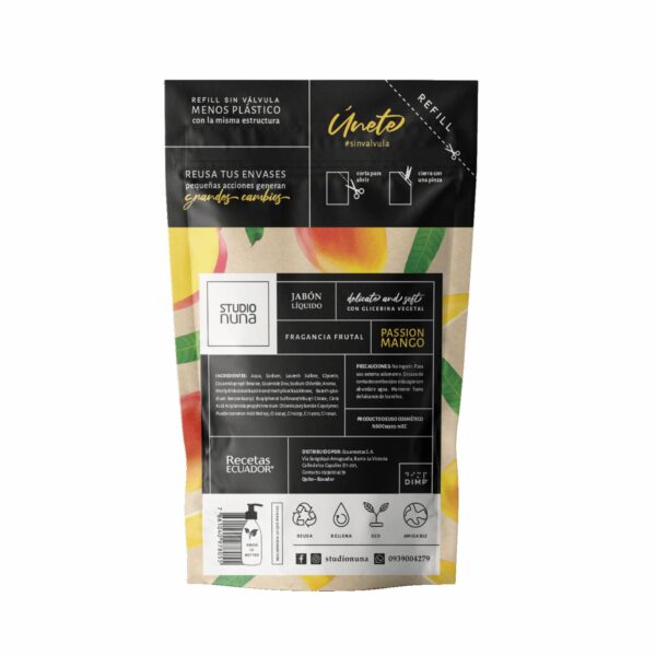 Jabón Líquido Con Glicerina Vegetal Aroma A Passion De Mango STUDIO NUNA 500 Ml - Imagen 2