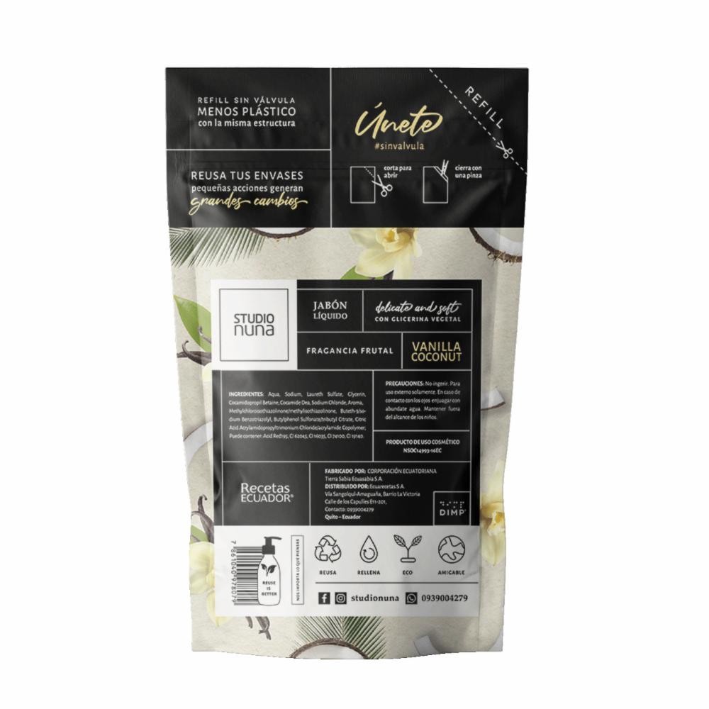 Jabón Líquido Con Glicerina Vegetal Aroma A Vainilla Coco STUDIO NUNA 500 Ml - Imagen 2