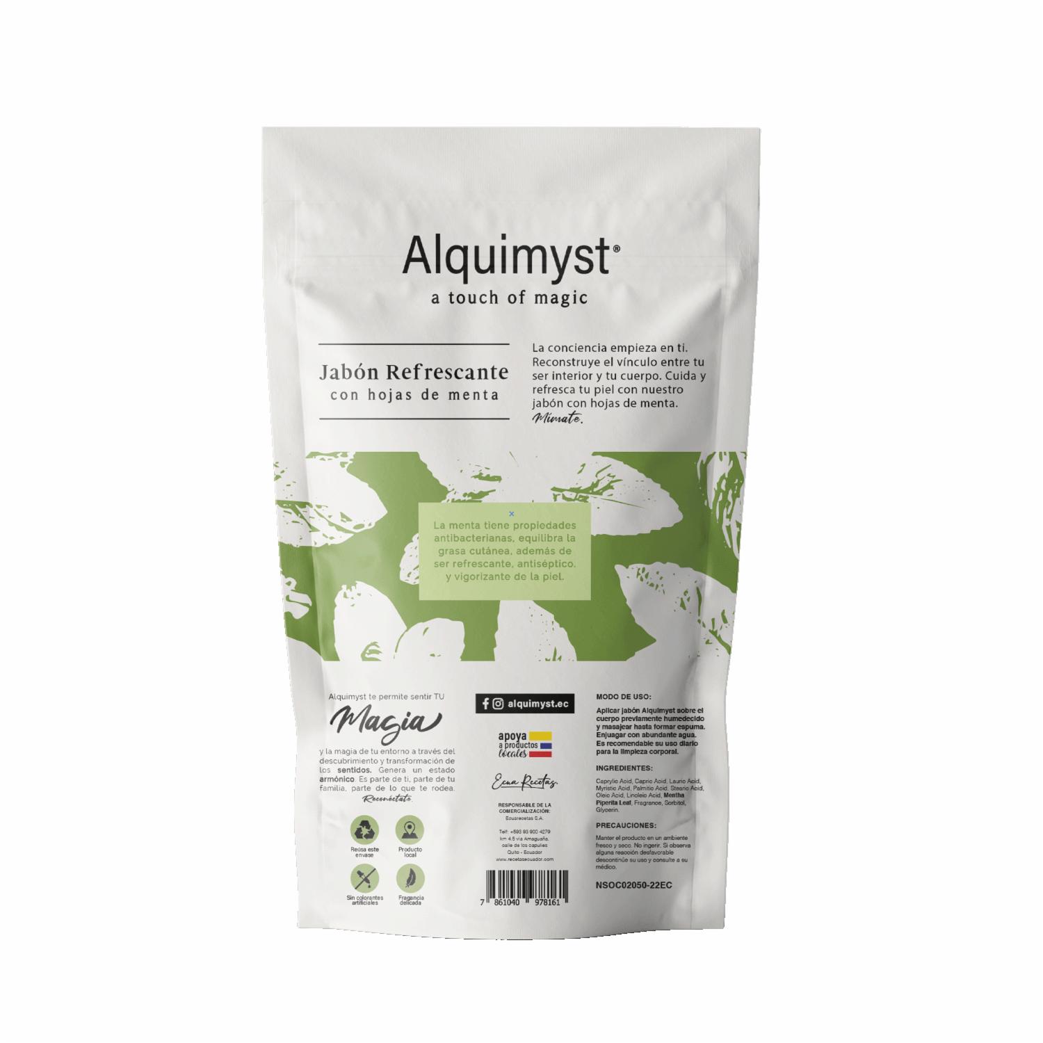 Jabón En Barra Refrescante Con Hojas De Menta Suavidad Extrema ALQUIMYST 3X90 G