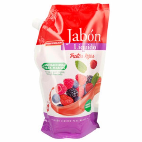 Jabón Antibacterial De Frutos Rojos Doy Pack SUPERMAXI 500 Ml