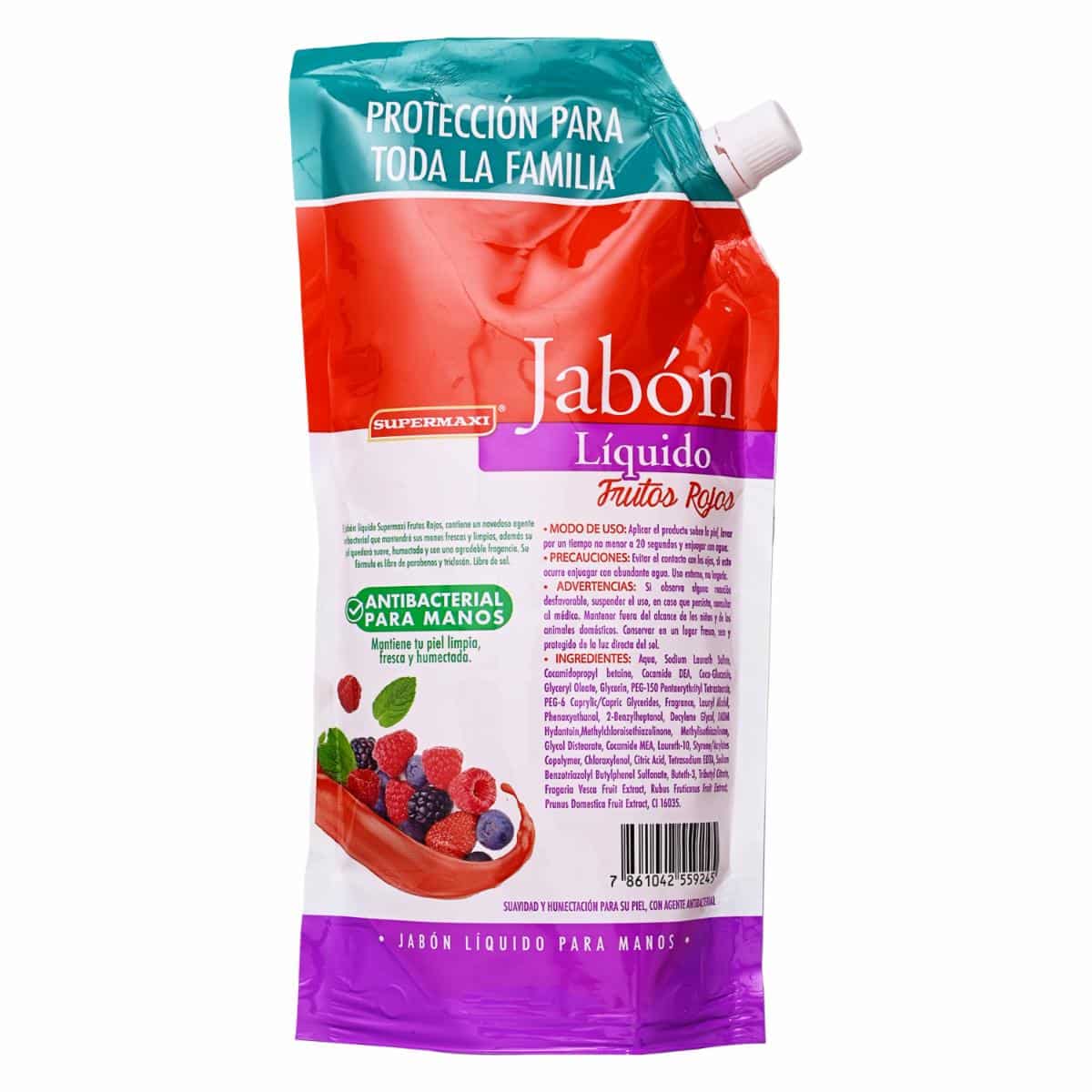 Jabón Antibacterial De Frutos Rojos Doy Pack SUPERMAXI 500 Ml - Imagen 2