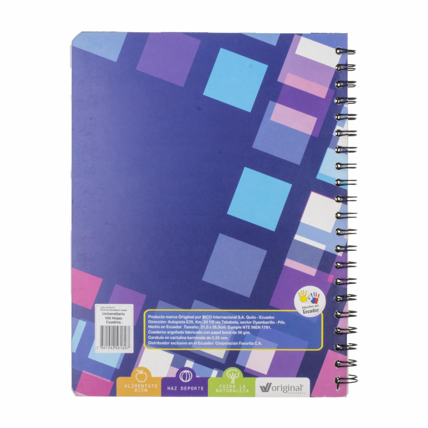 Cuaderno Universitario Cuadros ORIGINAL 100 Hojas - Imagen 2