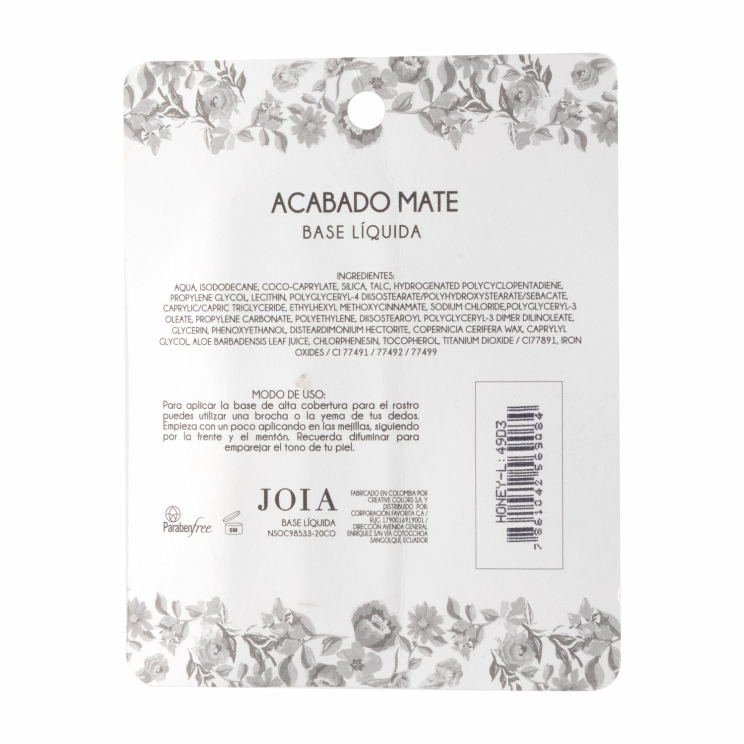 Base Líquida Honey JOIA Unidad - Imagen 2