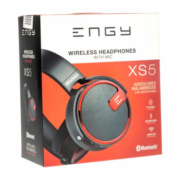 Audífonos Con Micrófono Negro Con Rojo ENGY Bluetooth - Imagen 3