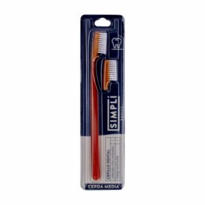 Cepillo Dental Cerdas Medianas Cabeza Intercambiable + 1 Cabeza De Repuesto SIMPLI 1 Pack
