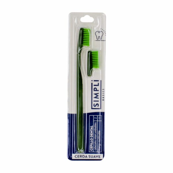 Cepillo Dental Cerdas Suaves Cabeza Intercambiable +1 Cabezas De Repuesto SIMPLI 1 Pack
