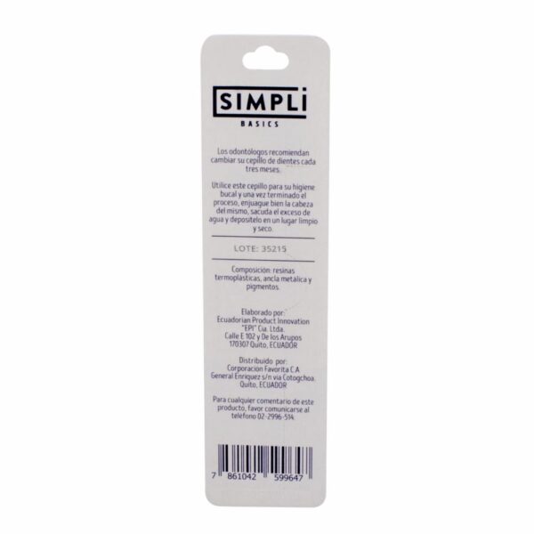 Cepillo Dental Cerdas Suaves Cabeza Intercambiable +1 Cabezas De Repuesto SIMPLI 1 Pack - Imagen 2