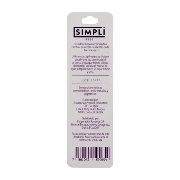Cepillo Dental Infantil Cerdas Medianas Cabeza Intercambiable + 1 Cabeza De Repuesto SIMPLI 1 Pack - Imagen 2