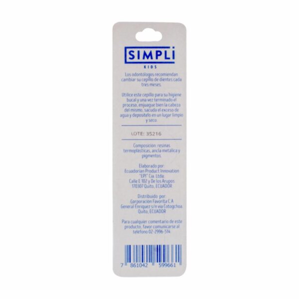 Cepillo Dental Infantil Cerdas Suaves Cabeza Intercambiable +1 Cabezas De Repuesto SIMPLI 1 Pack - Imagen 2