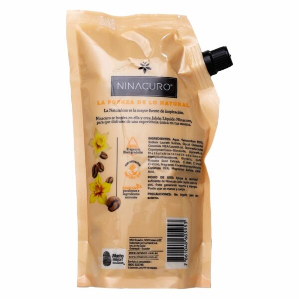 Jabón De Tocador Líquido Café Y Vainilla NINACURO 500 Ml - Imagen 2