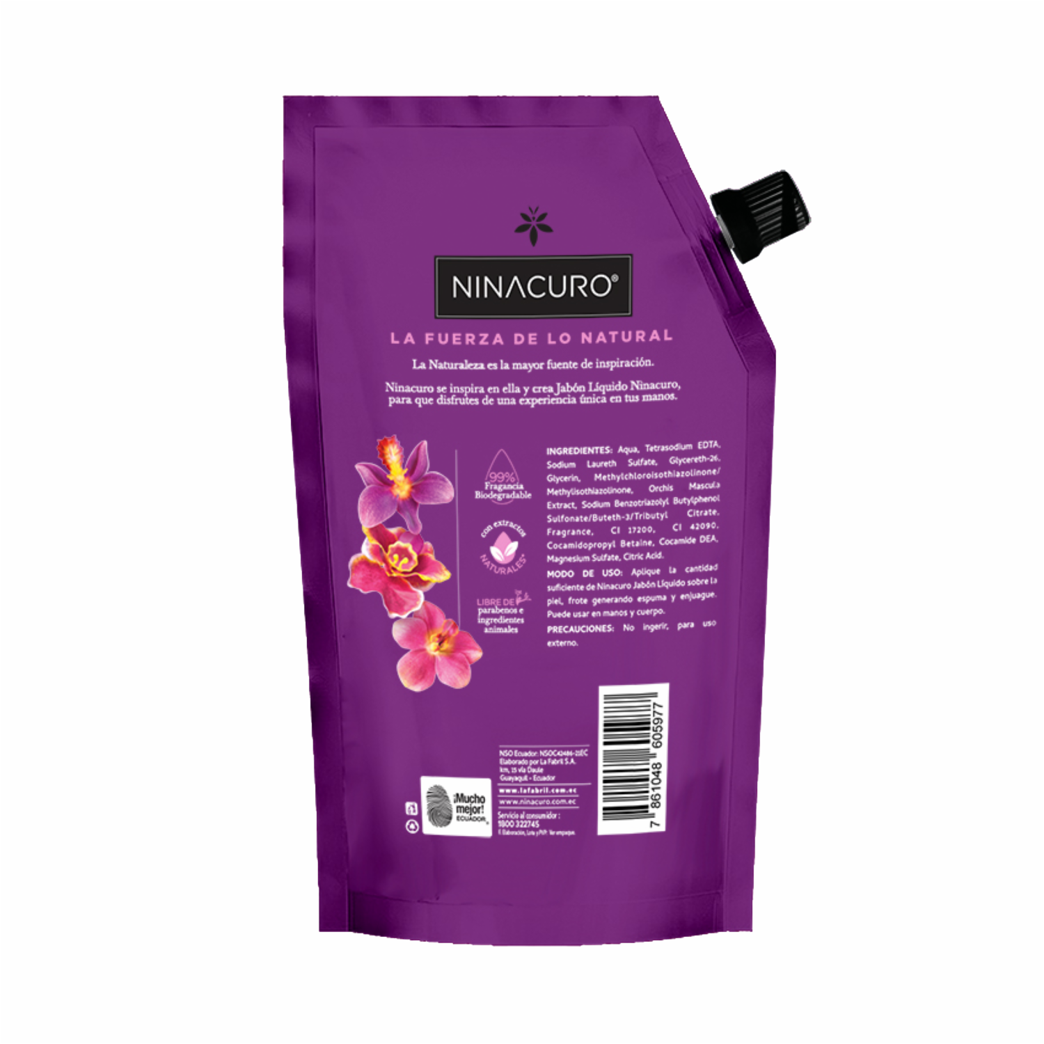 Jabón De Tocador Líquido Jardín De Orquídeas NINACURO 500 Ml - Imagen 4