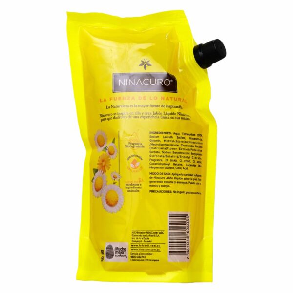 Jabón De Tocador Líquido Manzanilla Y Jalea De Miel NINACURO 500 Ml - Imagen 2