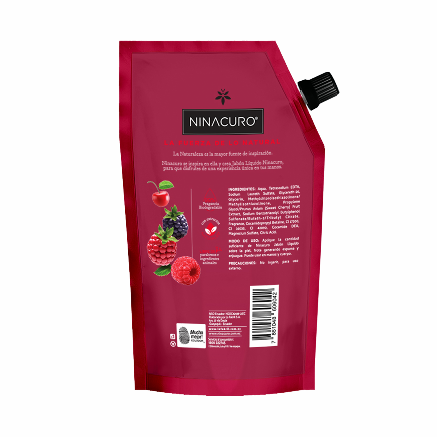 Jabón De Tocador Líquido Pasión De Frutos Rojos NINACURO 500 Ml - Imagen 4