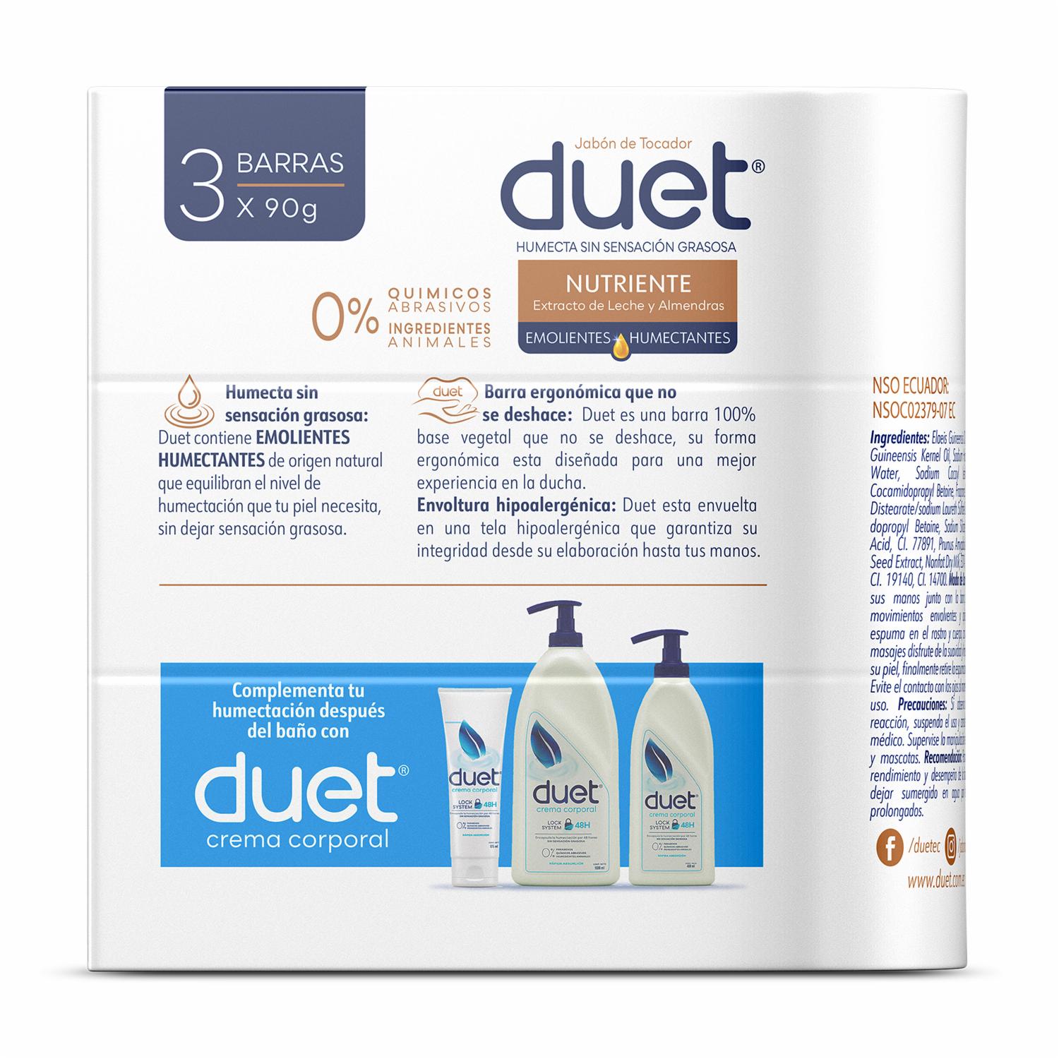 Jabón De Tocador En Barra Bio Nutriente DUET 3X90G - Imagen 3