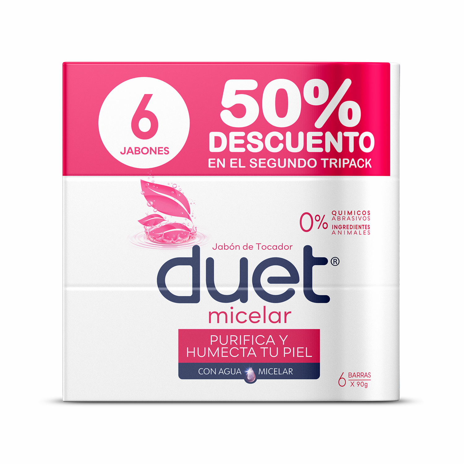 Jabón De Tocador En Barra Micelar DUET 6X90 G - Imagen 4