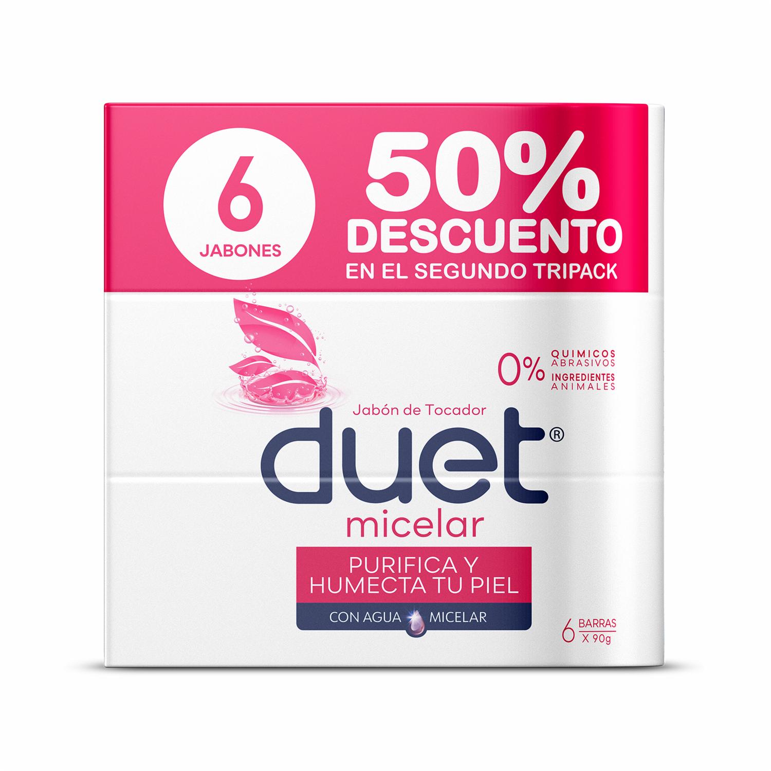 Jabón De Tocador En Barra Micelar DUET 6X90 G - Imagen 3