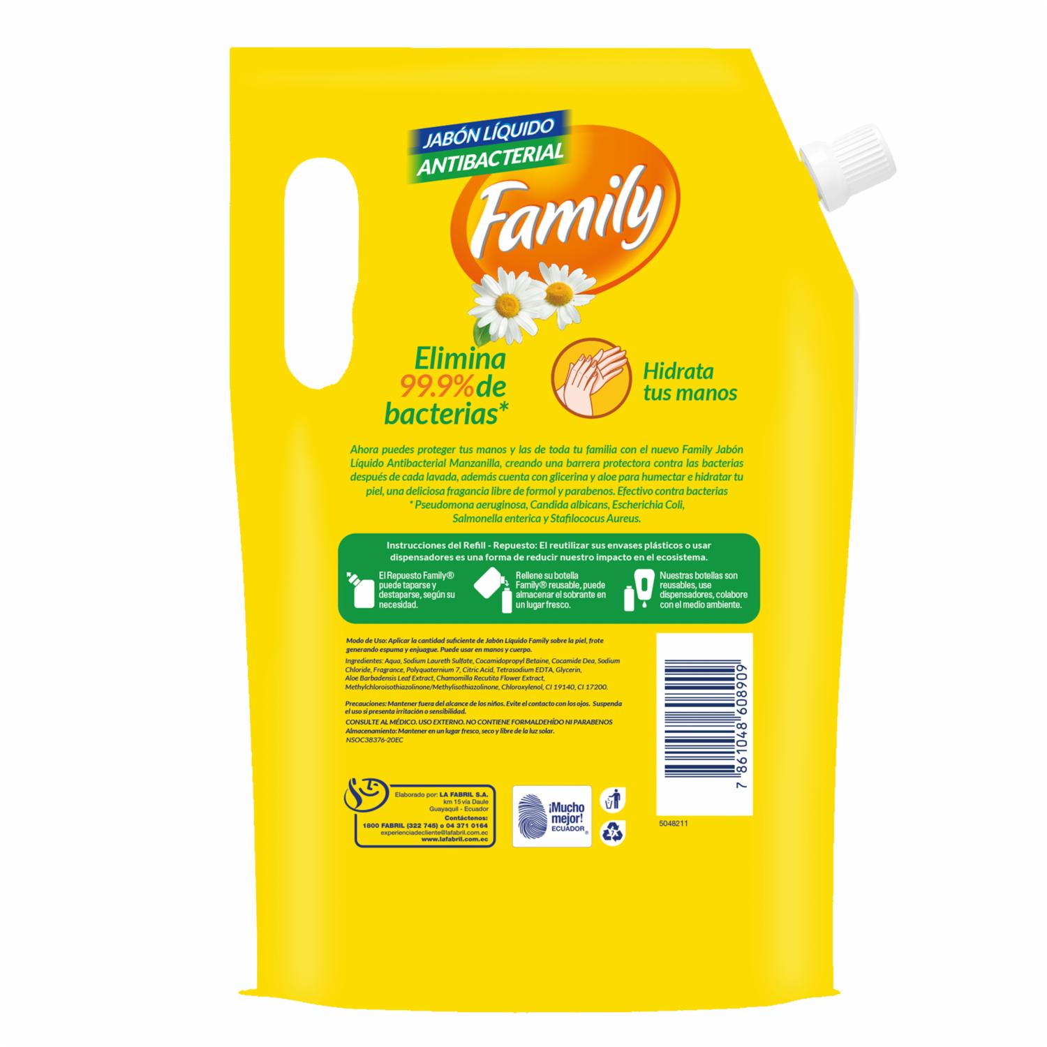 Jabón De Tocador Líquido De Manzanilla FAMILY 1900 Ml - Imagen 3