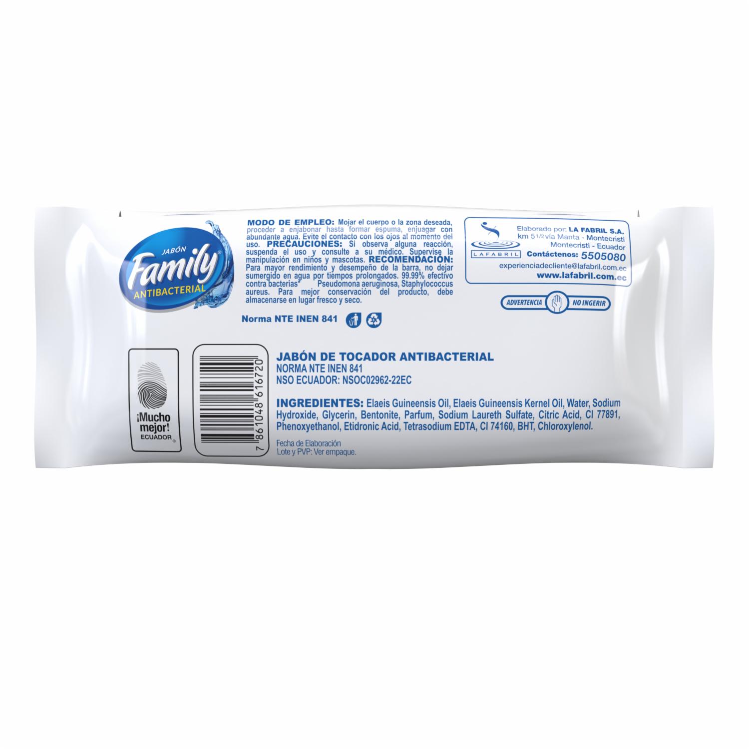 Jabón De Tocador En Barra Antibacterial FAMILY 270 G - Imagen 3