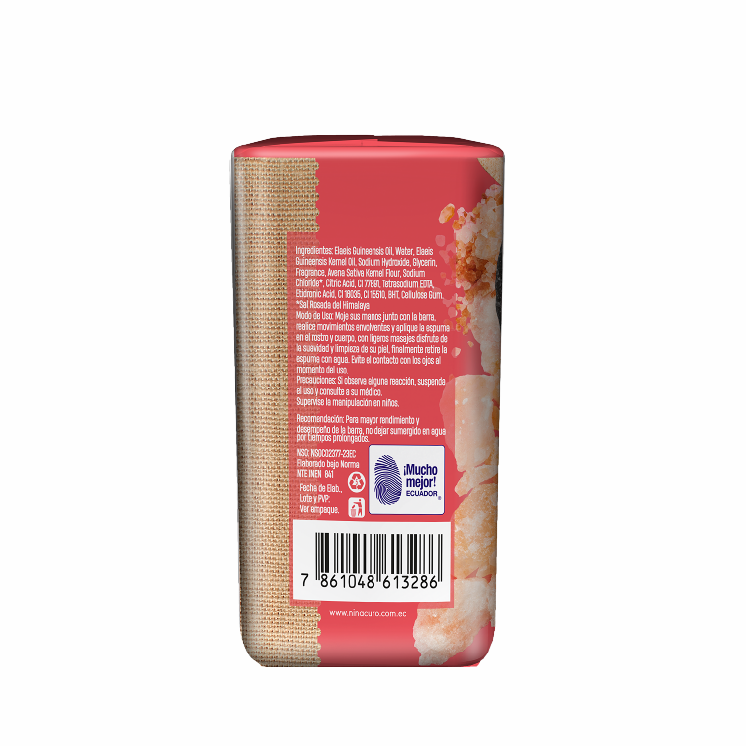 Jabón En Barra Vegano Con Sales Minerales NINACURO 6 X 120G - Imagen 4