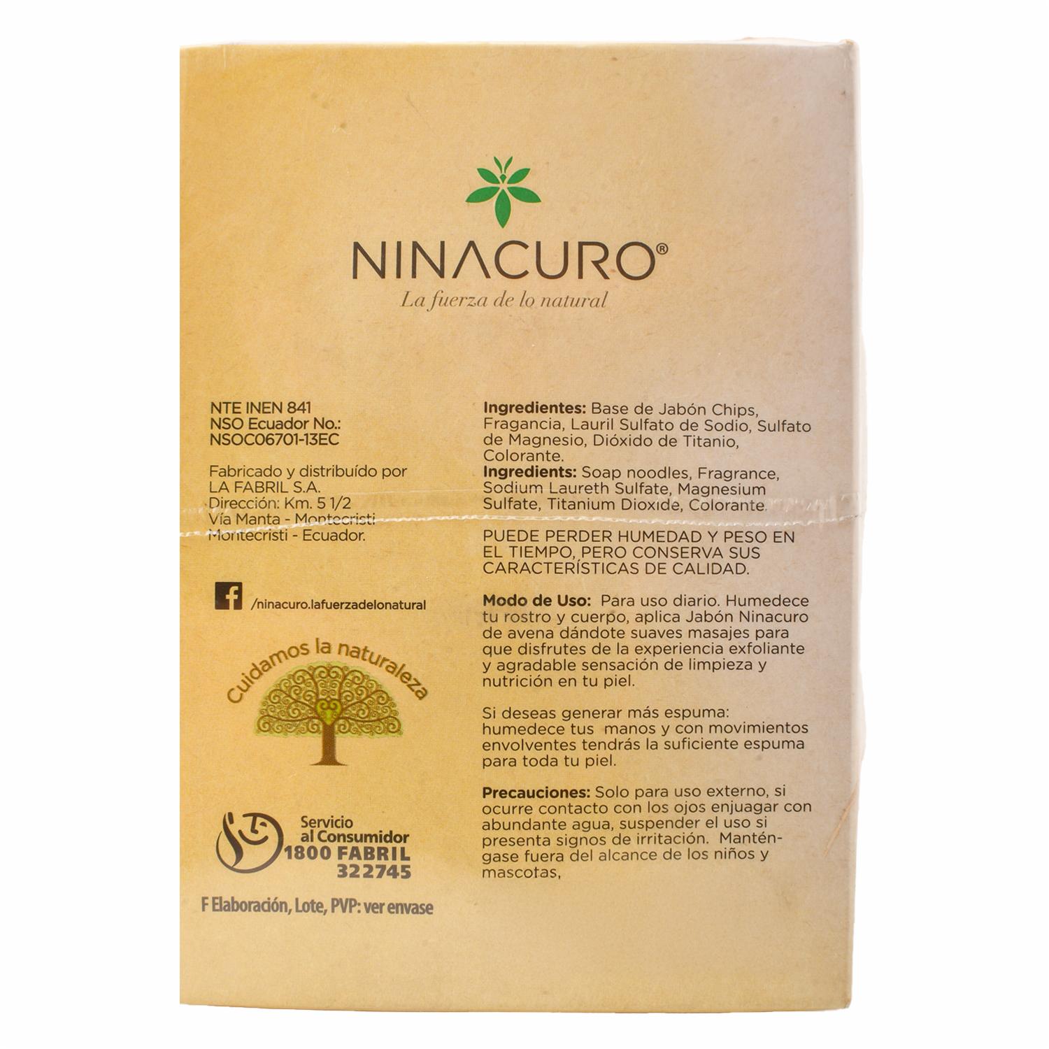 Jabón De Tocador De Avena NINACURO 330 G - Imagen 3