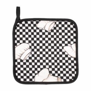 Agarradera Para Cocina Diseño Cocinero Color Blanco Y Negro HECHO AQUÍ 21 X 21 Cm