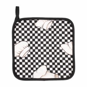 Agarradera Para Cocina Diseño Cocinero Color Blanco Y Negro HECHO AQUÍ 21 X 21 Cm