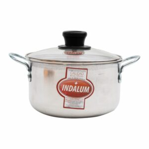 Caldero Recortado Brillado Con Tapa De Vidrio INDALUM Unidad