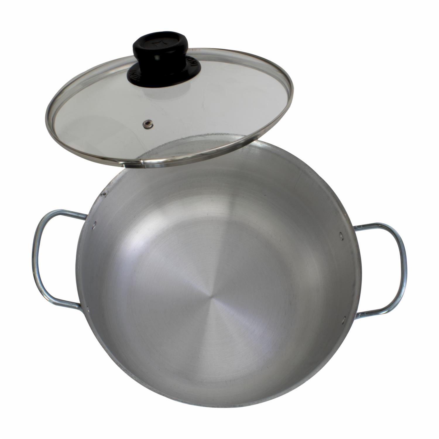 Caldero Recortado Brillado Con Tapa De Vidrio INDALUM Unidad - Imagen 2