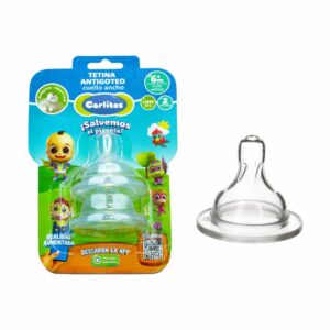 Tetina Antigoteo De Flujo Rápido Cuello Ancho 6 M + CARLITOS X 2 Uds