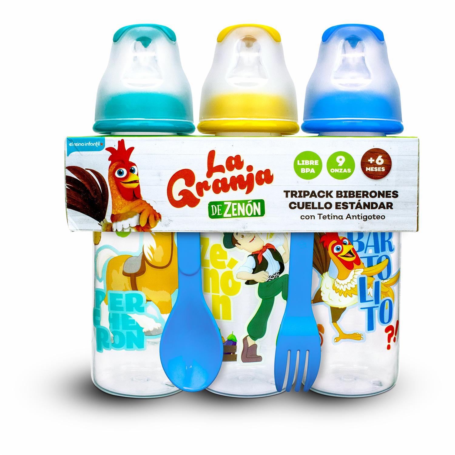 Biberón Para Bebés Premium Sin Agarradera Tripack CARLITOS 9 Oz
