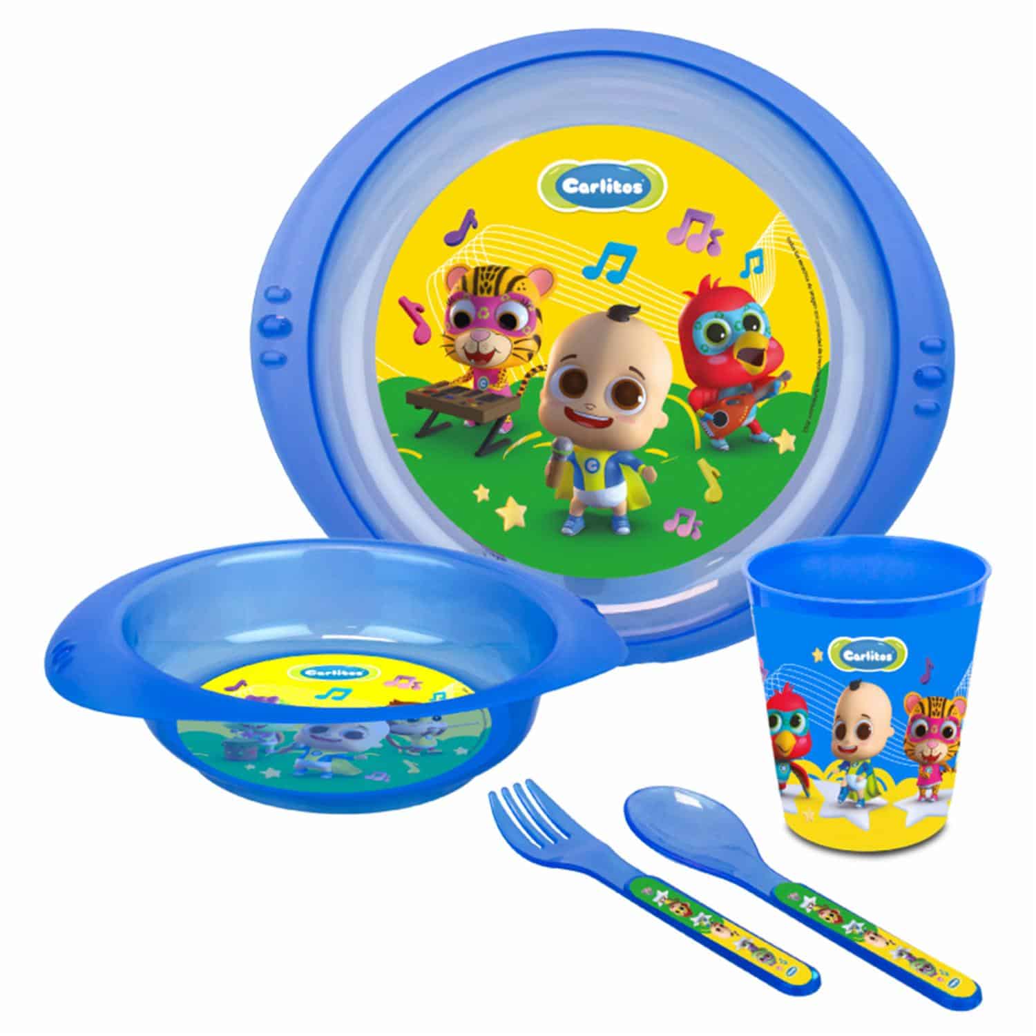 Vajilla Infantil 2 Platos + Cuchara + Tenedor + Vaso CARLITOS X 5 Uds - Imagen 2