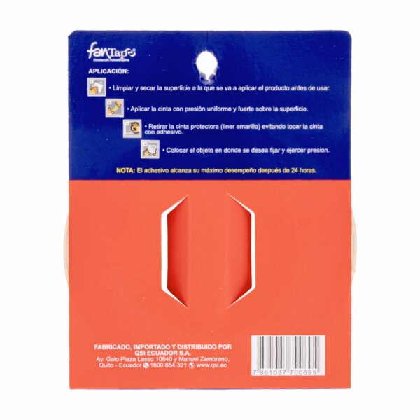 Cinta Adhesiva Doble Faz Espuma Blanco 5Mx12X1 FANTAPE Unidad - Imagen 2
