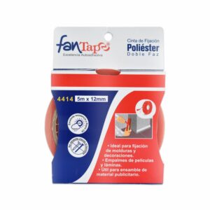 Cinta Adhesiva Doble Faz Poliéster 5Mx12Mm FANTAPE Unidad