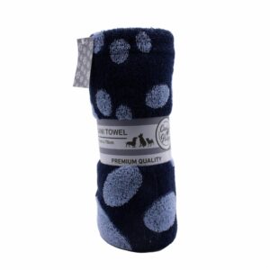 Toalla De Mascota Mediana Color Azul Celeste Diseño Patitas CANI 100 X 70 Cm