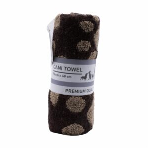 Toalla De Mascota Pequeña Color Café Habano Diseño Patitas CANI 70 X 40 Cm