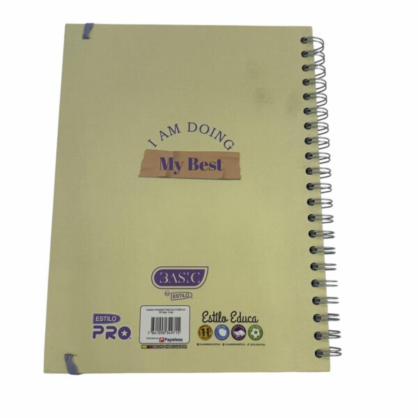 Cuaderno Universitario Basic Colores Pastel Femeninos De 1 Línea Con Elástico ESTILO 100 Hojas - Imagen 2
