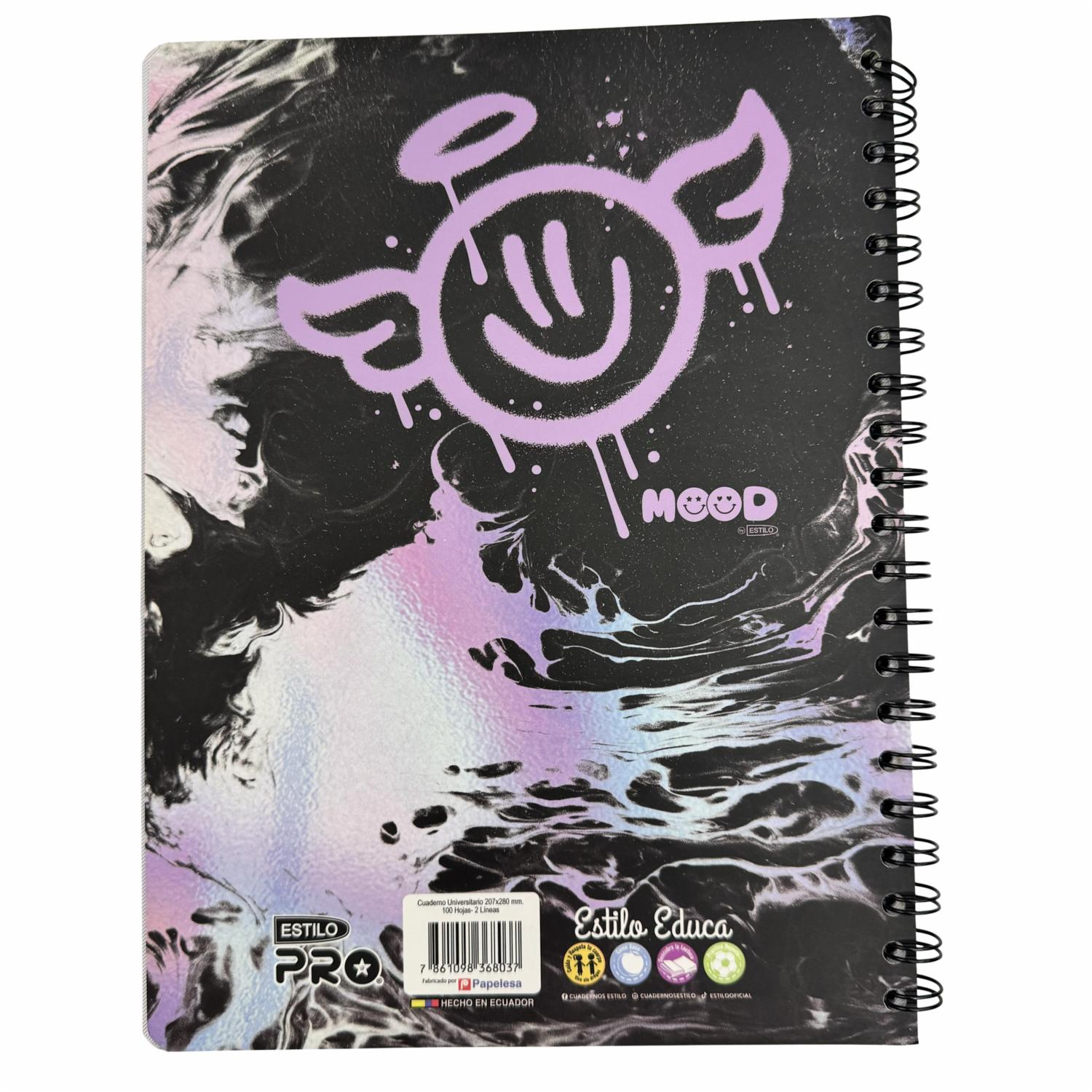 Cuaderno Universitario 2 Líneas Pro Mood ESTILO 100 Hojas
