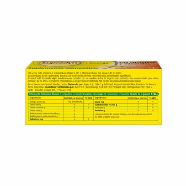 Suplemento Alimenticio Con Vitaminas Y Minerales SUPRADYN ENERGY X 30 Uds - Imagen 4