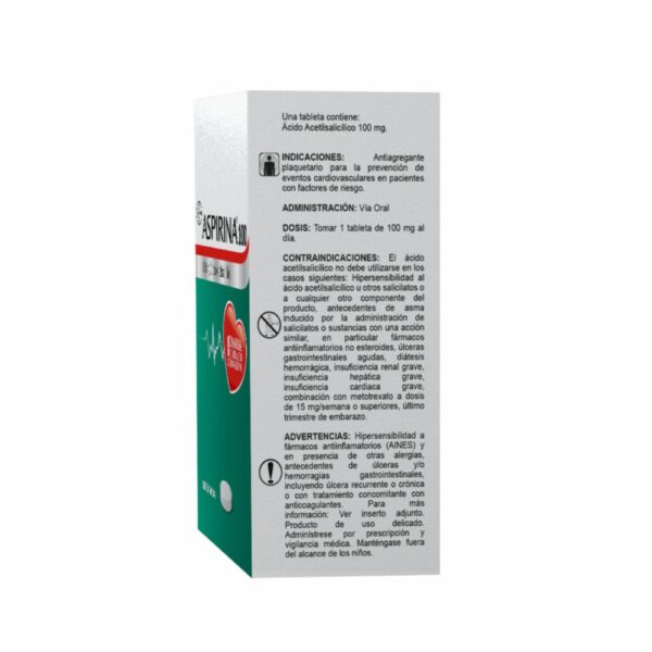 Ácido Acetilsalicílico 100 Ml ASPIRINA X 100 Uds - Imagen 2